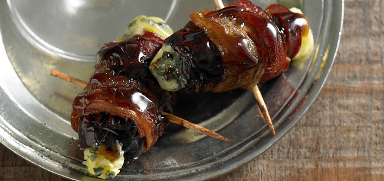Dates & Bleu Cheese Wrapped in Bacon - 50 pieces per tray