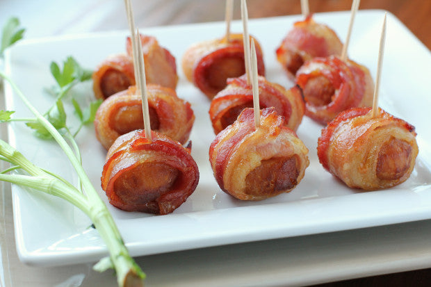 Water Chestnuts Wrapped in Bacon (GF) - 50 pieces per tray