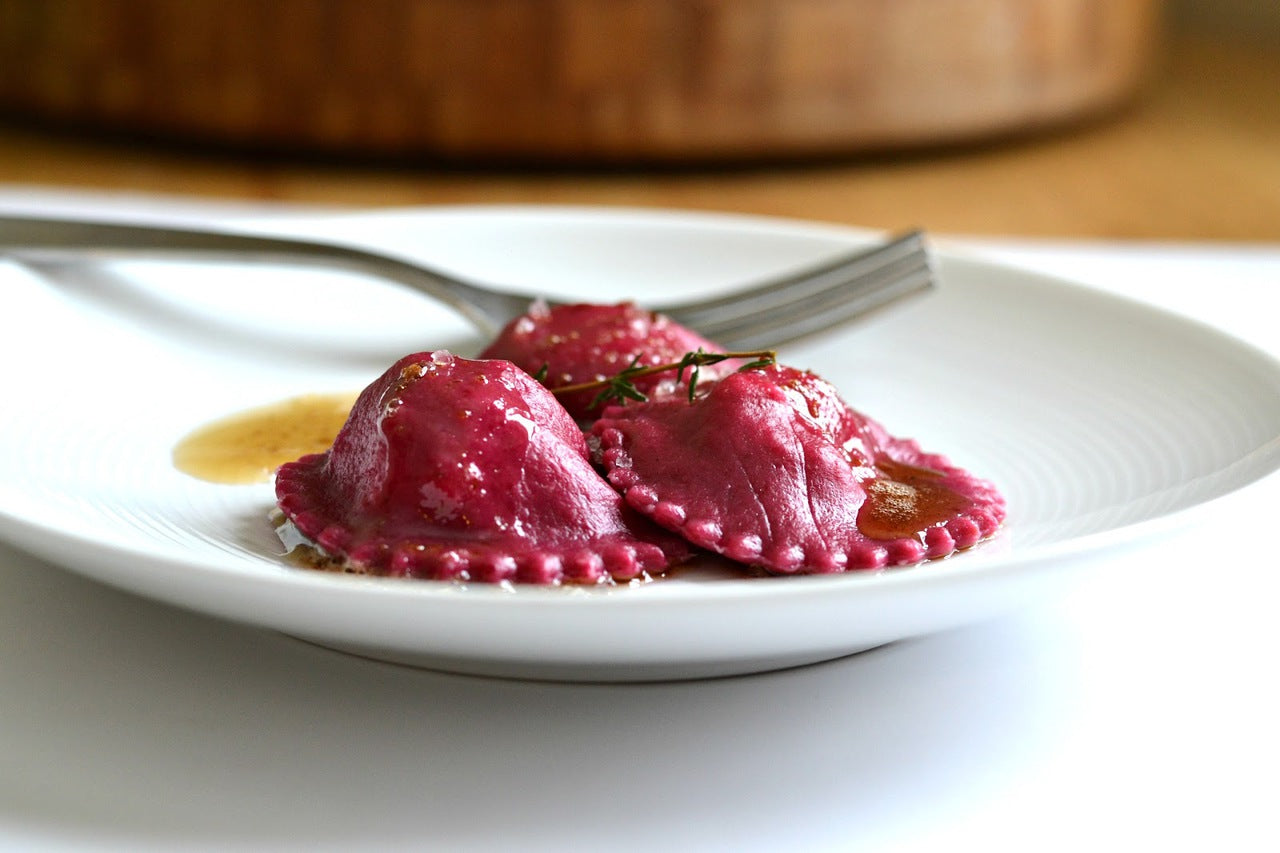 Roasted Beet Ravioli with Goat Cheese and Herbs
