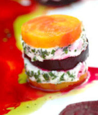 Roasted Organic Golden & Red Beet Stacks With Fresh Herbed Goat Cheese
