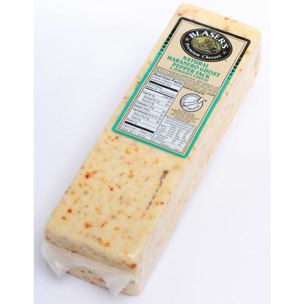 Blaser's Habanero Ghost Pepper Monterey Jack Cheese Loaf - 5 lb - 2 per case