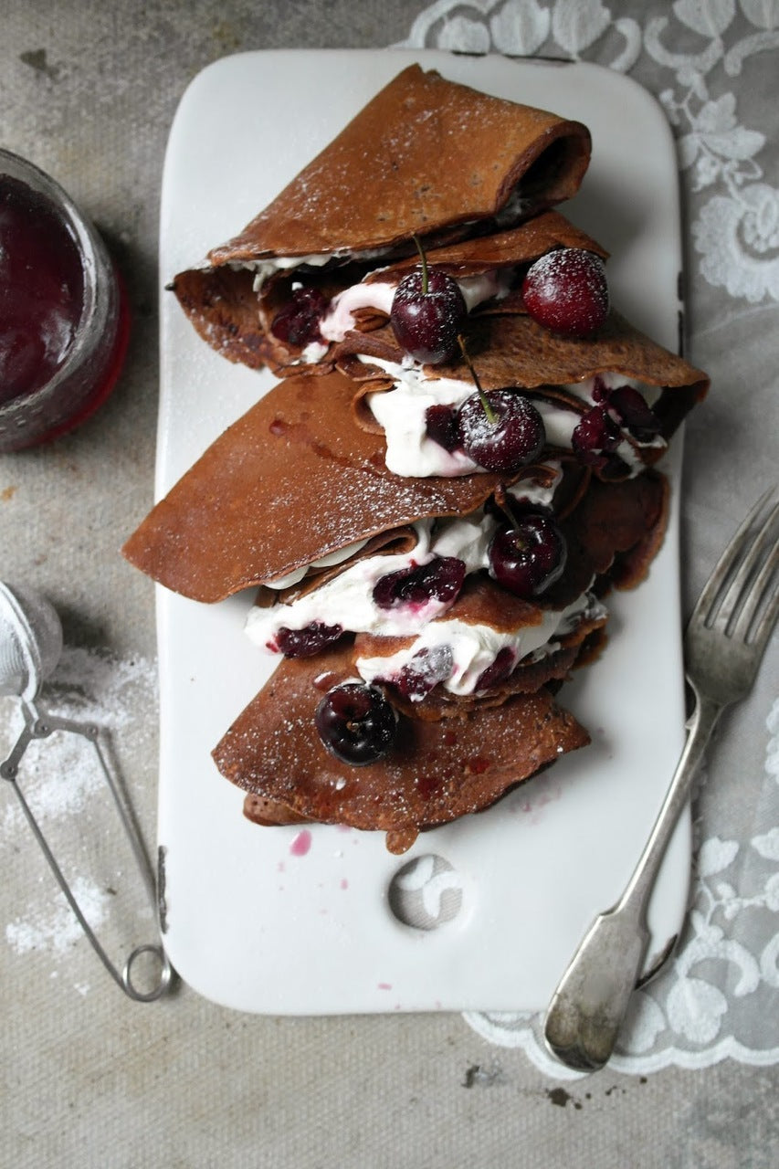 Black Forest Crepes with Chocolate and Cherries