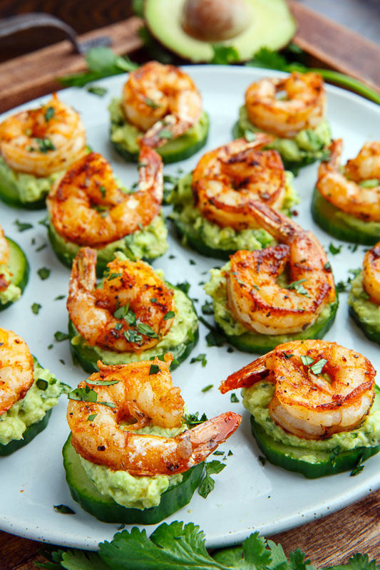Blackened Shrimp Avocado Cucumber Bites - 42 pieces per tray