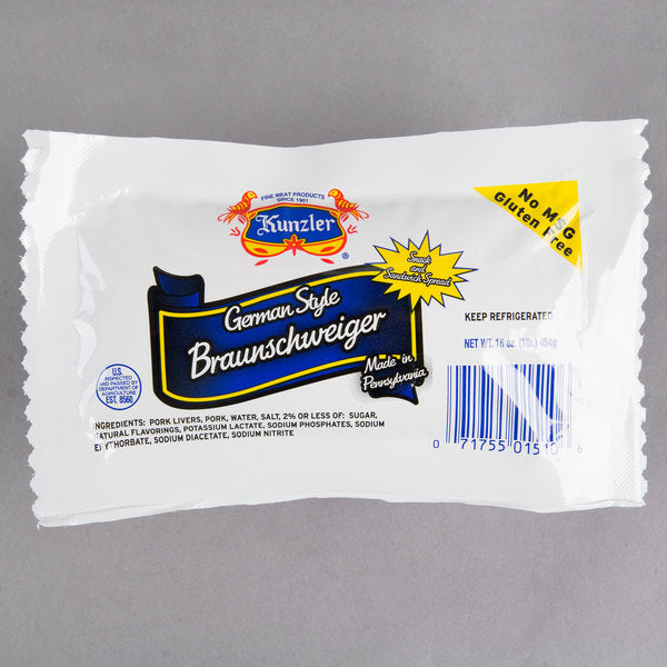 German Style Braunschweiger / Chub Liverwurst - 1 lb - 8/Case