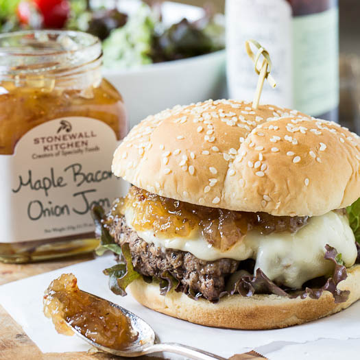 Burgers with Maple Bacon Onion Jam
