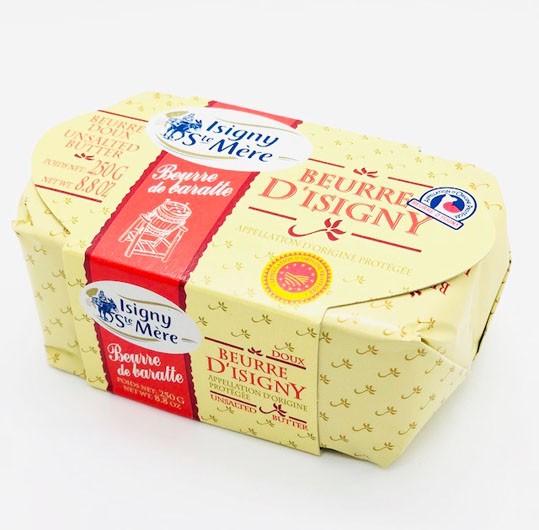 Isigny Beurre de Baratte Butter, Unsalted - 8.8 oz - 10/Case