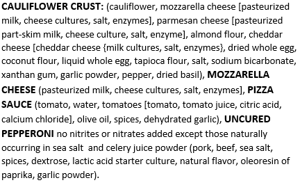 Real Good Foods Cauliflower Pepperoni Pizza - Case of 8 - 10" Pizza's