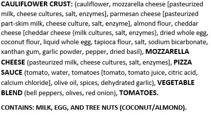 Real Good Foods Cauliflower Margherita Pizza - Case of 8 - 10" Pizza's