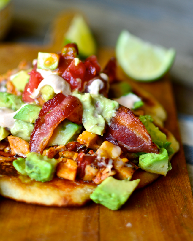 Chipotle Lime Chicken Bacon Flatbread Tacos