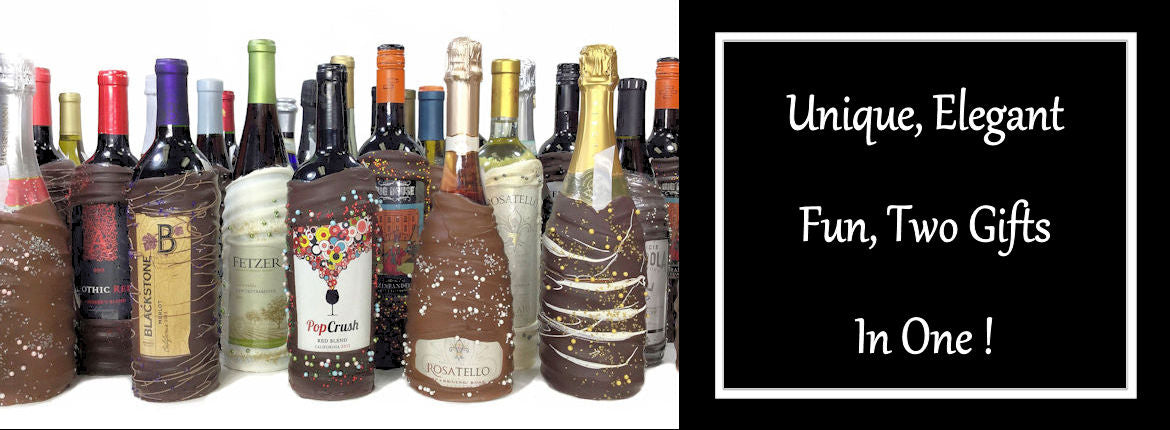 Chocolate Dipped Covered Champagne Bottle - Veuve Cliquot Rose Champagne