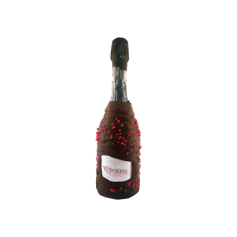 Chocolate Dipped Covered Champagne Bottle - Veuve Cliquot Rose Champagne