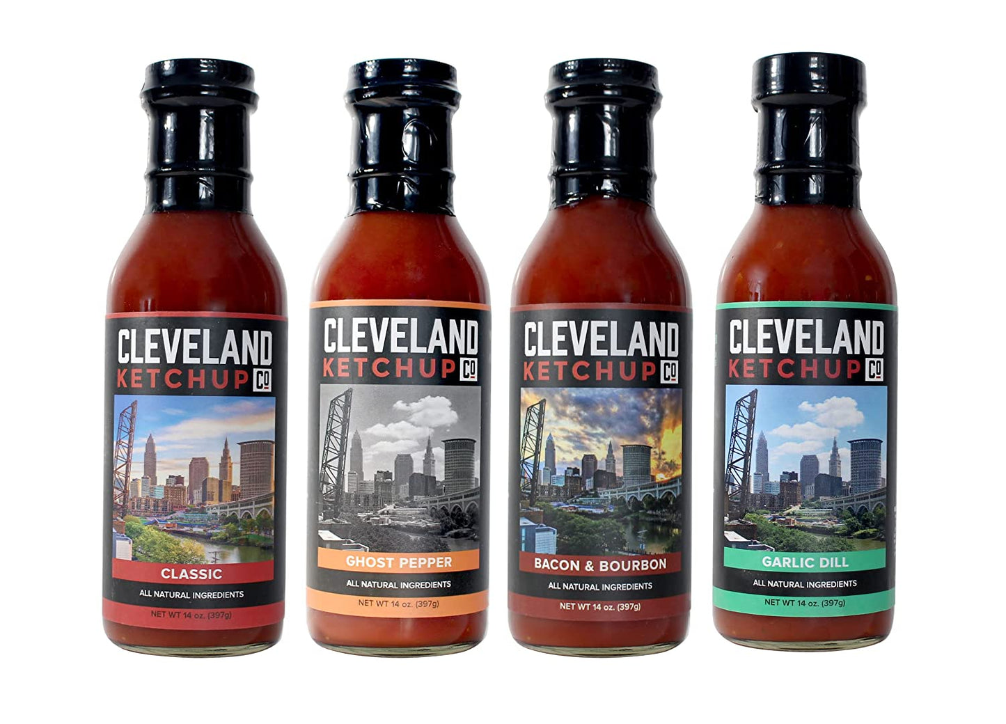 Cleveland Ketchup Varieties - Classic, Bacon & Bourbon, Garlic Dill, Ghost Pepper - 4 Pack
