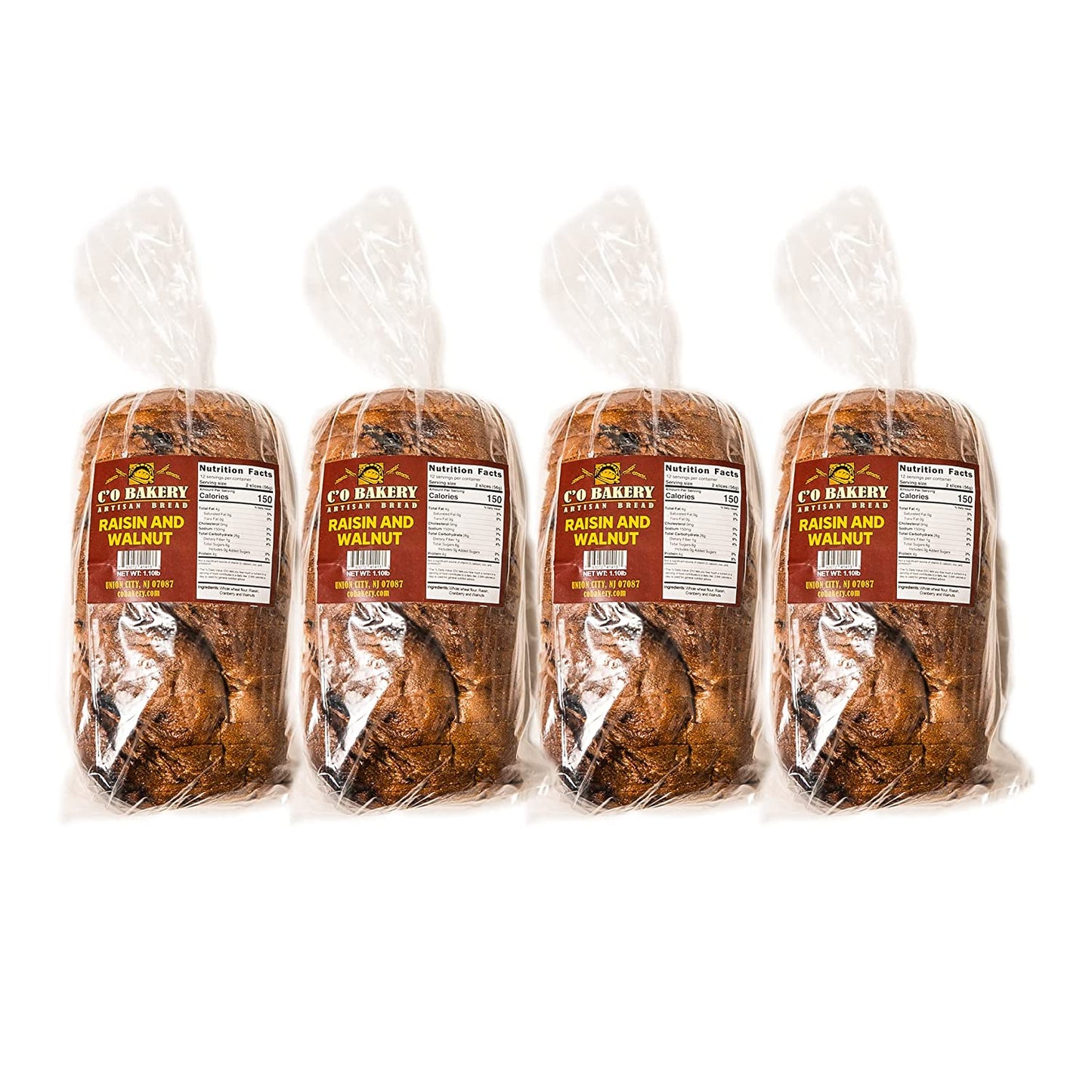 C'O Bakery Artisan Bread Raisin & Walnut - 4 Loaves