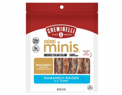 Creminelli Fine Meats Salami Minis High West Whiskey Uncured Italian Salami - 2.6 oz - 12 /Case
