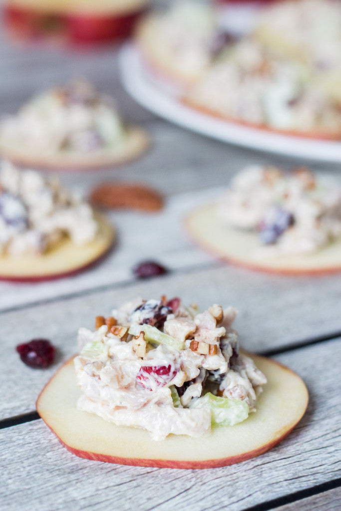 Cranberry Chicken Salad on Apple Slices