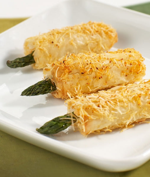 Crispy Asparagus Asiago Spears Phyllo Rolls