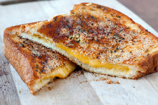 Crispy Garlic Bread Grilled Cheese Sandwiches