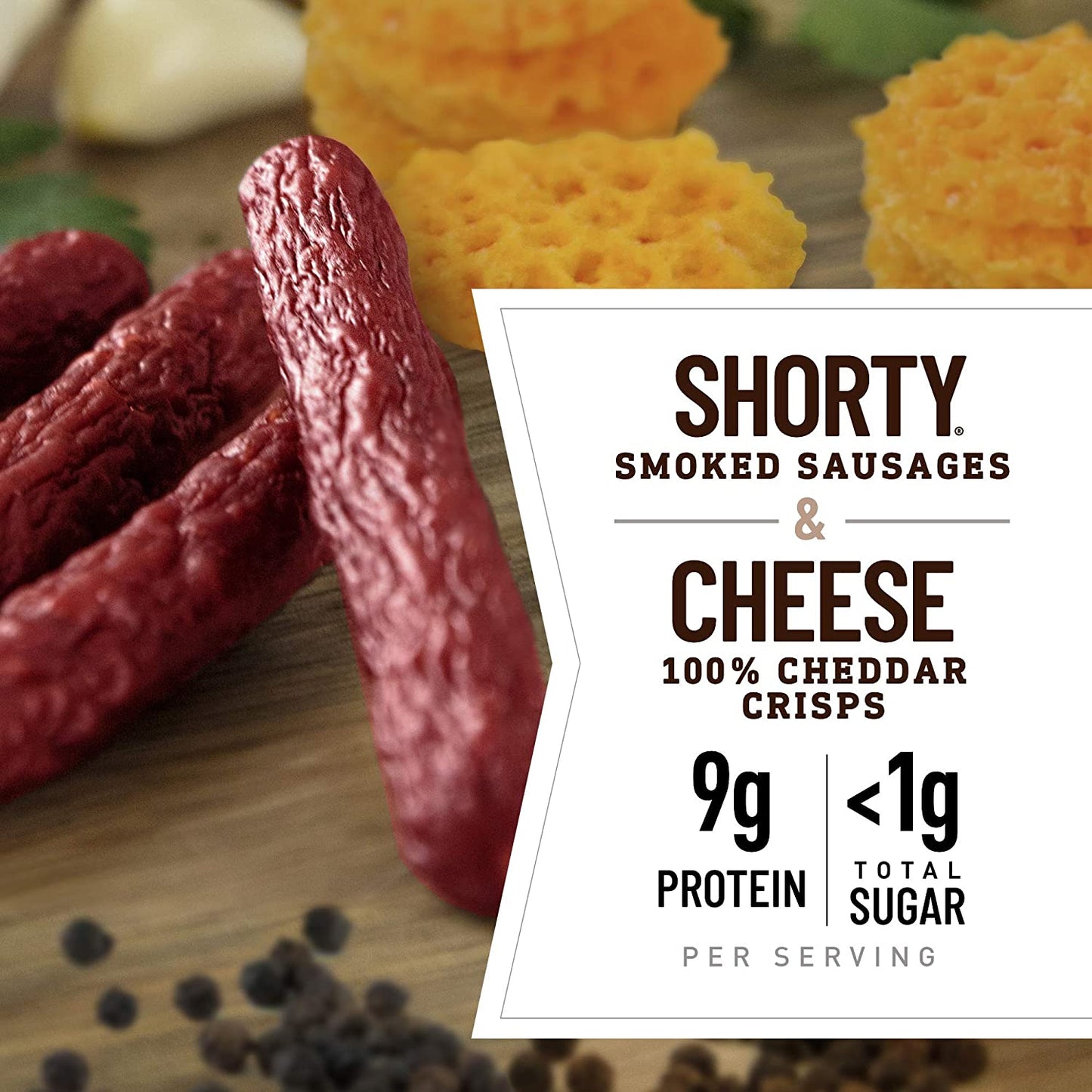 Duke's Shorty Smoked Sausages & Cheese Crisps, Original Recipe & Cheddar, 1 Ounce, 12 Count