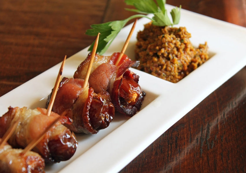 Dates & Bleu Cheese Wrapped in Bacon - 50 pieces per tray