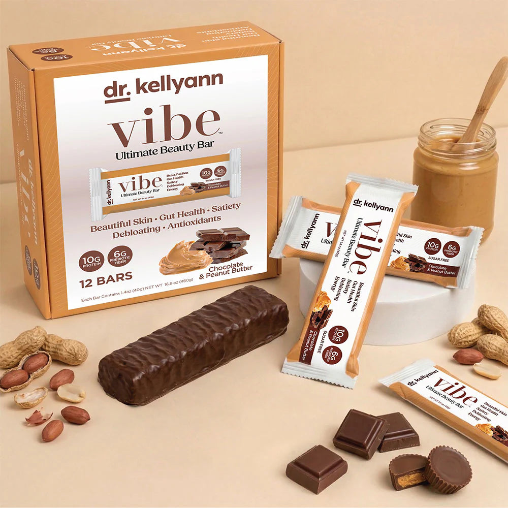 Dr. Kellyann Keto Collagen Fiber Bar — Chocolate Peanut Butter Vibe Bar, 12 Bars