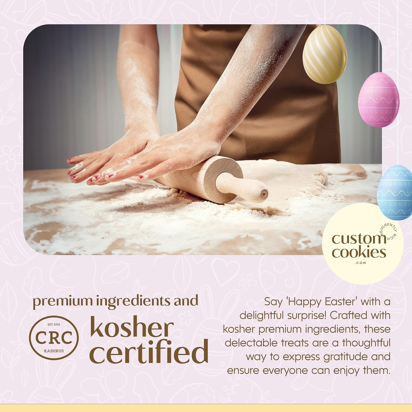 Happy Easter Cookies Gift Basket, Easter Cookies Decorating Kit, Gourmet Easter Basket