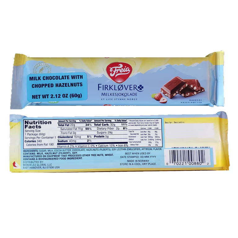 Freia Firkløver Milk Chocolate with Hazelnuts – 60g