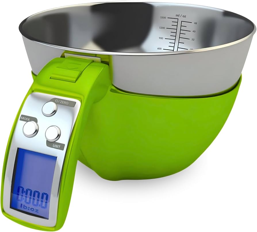 Fradel Digital Kitchen Food Scale with Bowl Removable & Measuring Cup - Stainless Steel, Backlight - 11 lb Capacity - Great Gifts for Cooks!