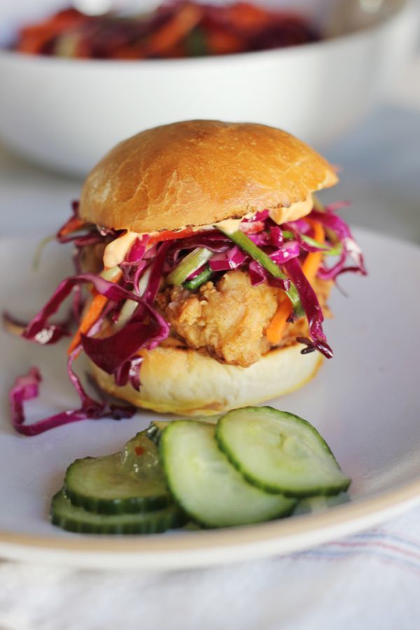 Asian Inspired Fried Chicken Sliders with Homemade Brioche and Sesame Slaw