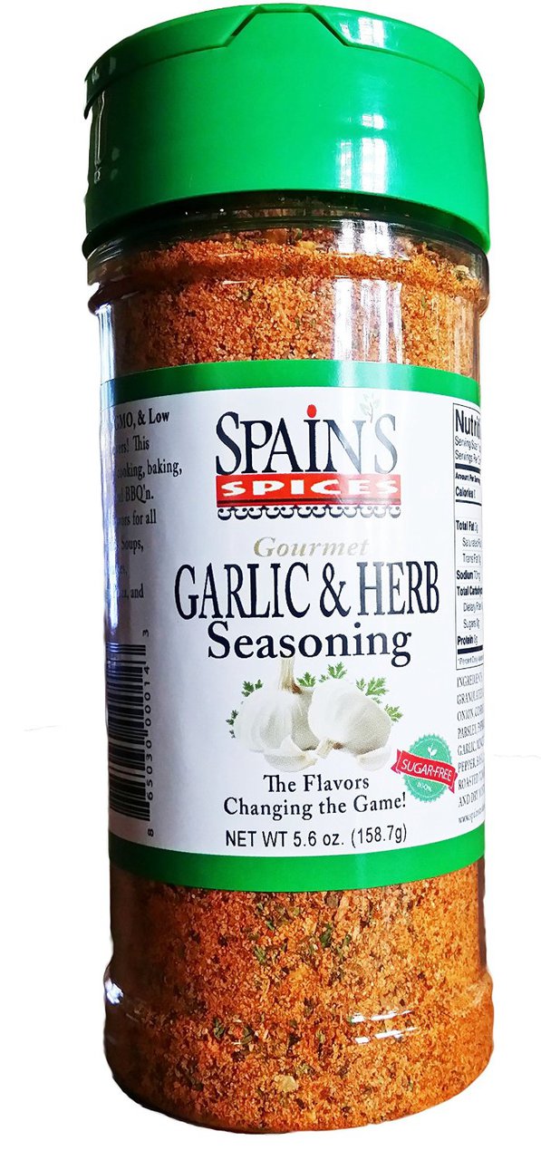 Spain's Gourmet Garlic & Herb Seasoning 5.6 oz - Gluten Free, Sugar Free, No MSG, No GMO