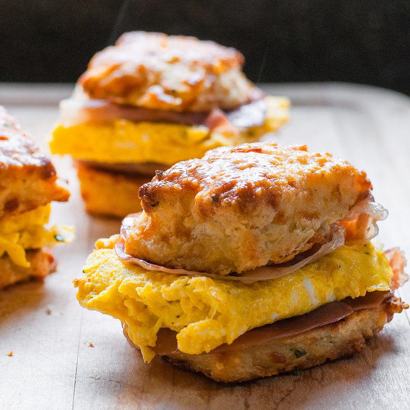 Garlic Cheddar Biscuit Breakfast Sandwich
