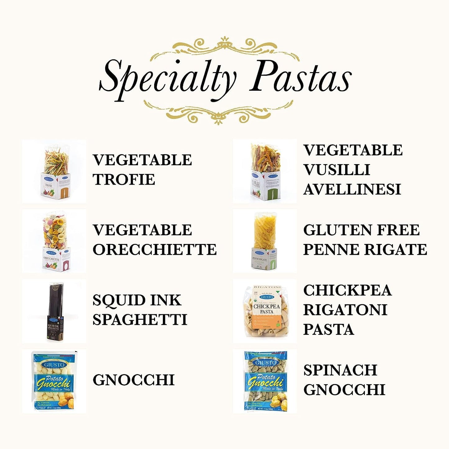 Giusto Sapore Imported Organic Artisanal Trofie Vegetable Italian Pasta, Bronze Drawn