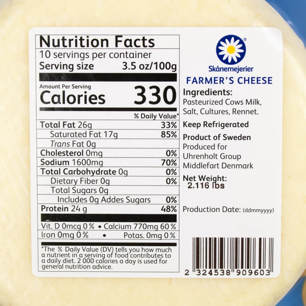 SKANEMEJERIER Hushållsost SWEDISH FARMER'S CHEESE - 7.5 oz