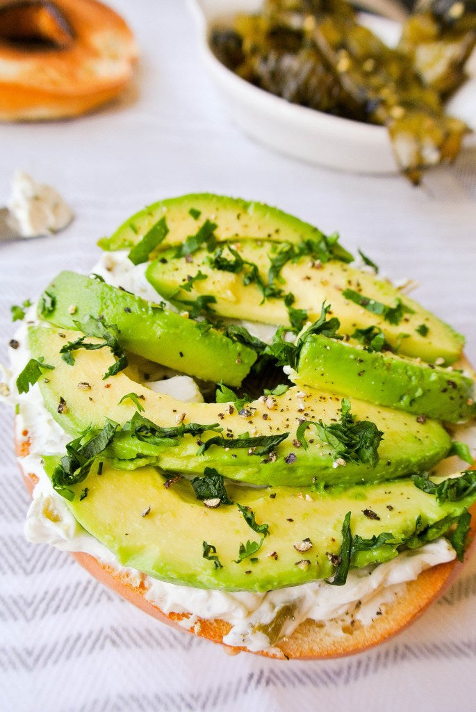 Hatch Chile Cream Cheese and Avocado Bagel Sandwich