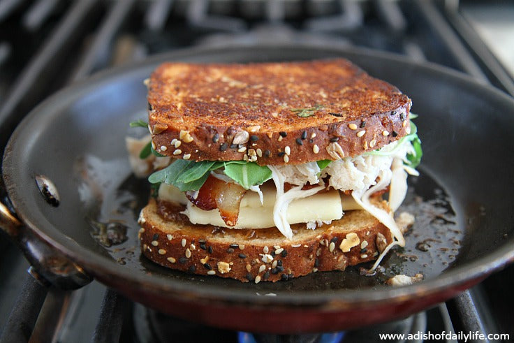 TURKEY CLUB HAVARTI GRILLED CHEESE w/ Garlic Onion Jam