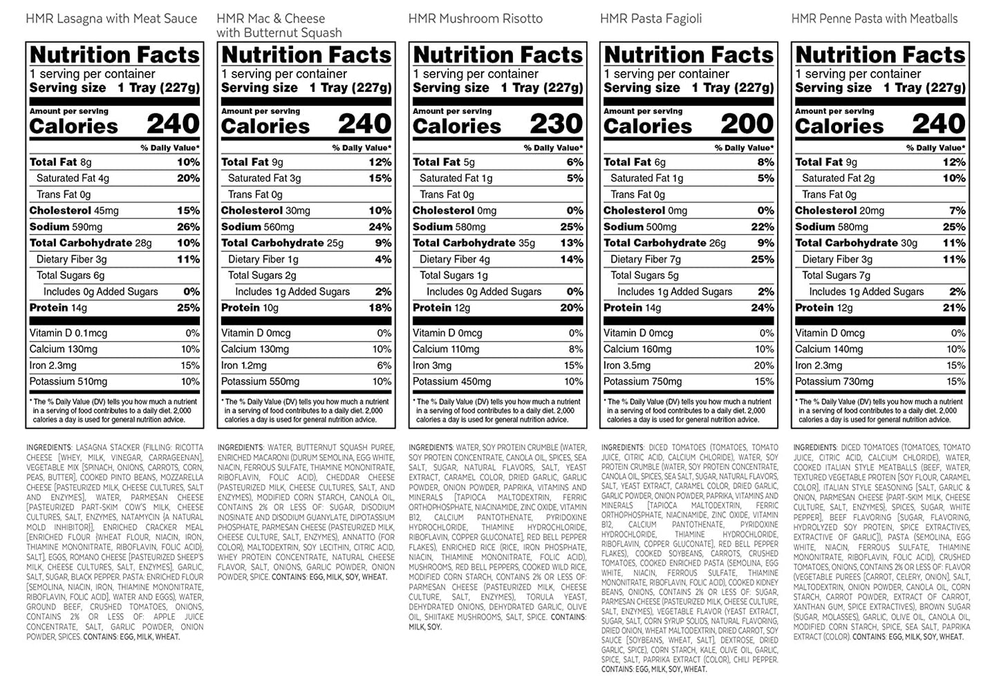HMR Ultimate Entree Variety Pack, 14 Different Meals, 7-8oz. Servings, 14 Meals