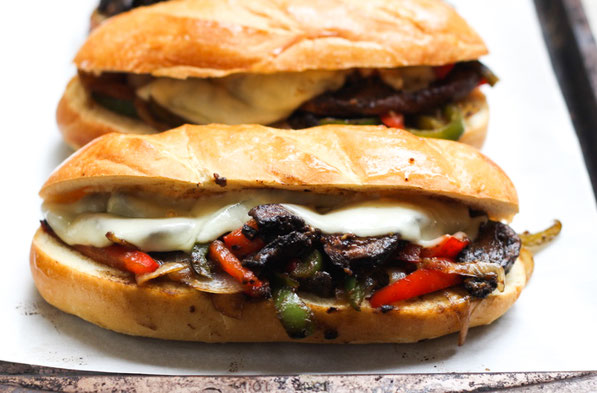 Mushroom Philly Cheesesteak Sandwiches