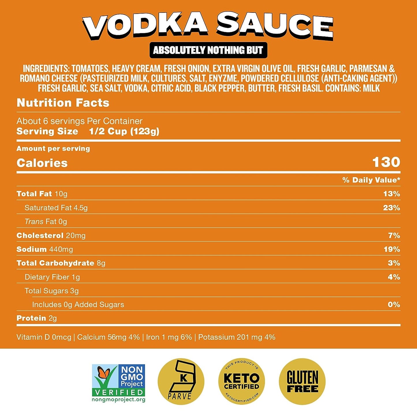 Hoboken Farms Keto Gluten Free Vodka Gourmet Pasta Sauce - 2 Pack