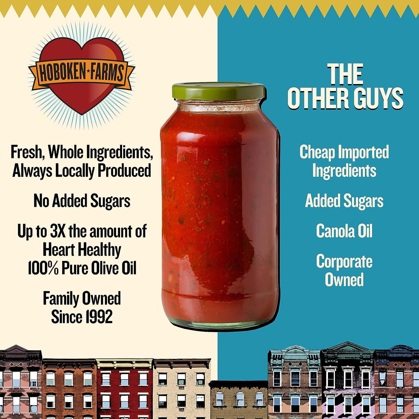 Hoboken Farms Low Sodium Keto Paleo Marinara Gourmet Pasta Sauce - 2 Pack