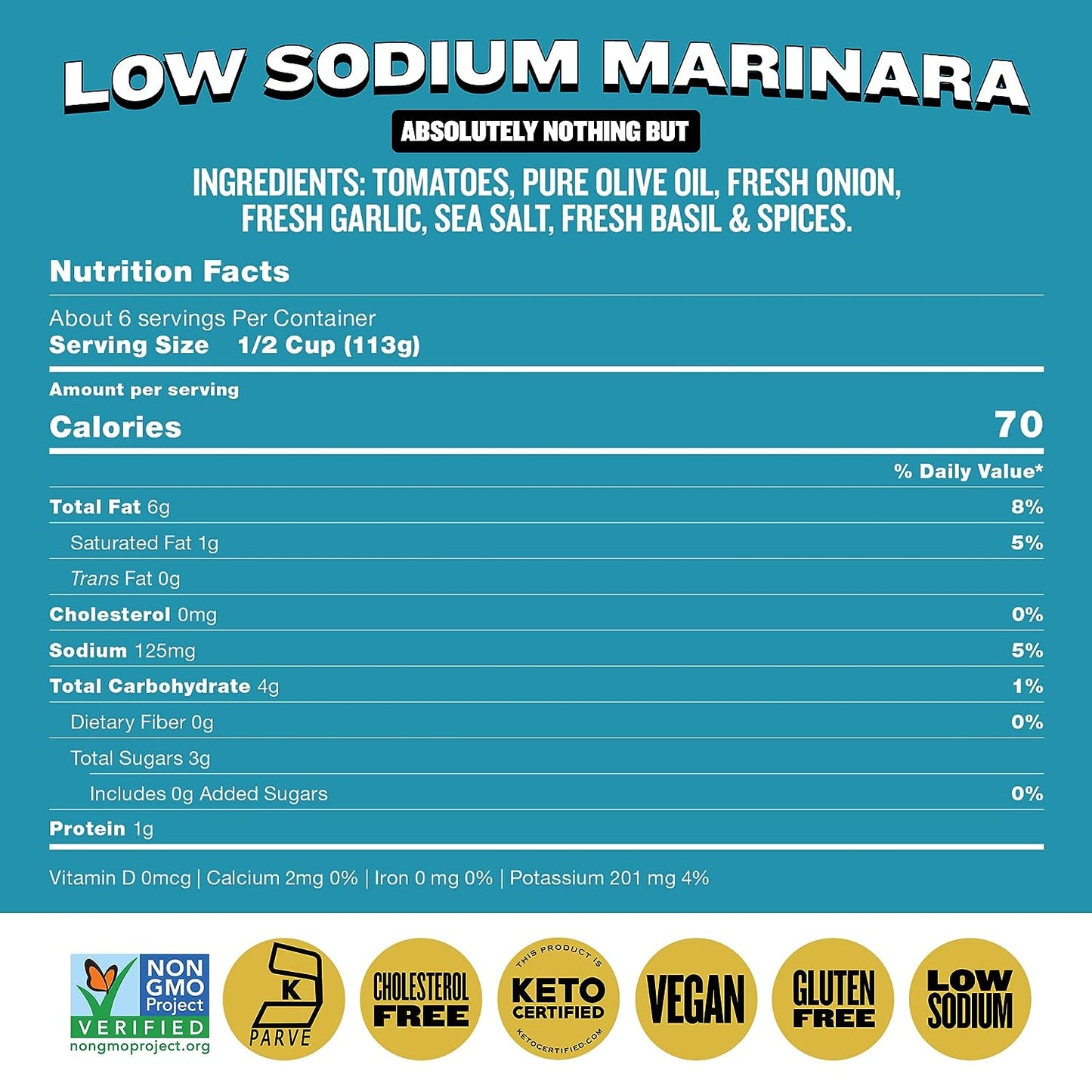 Hoboken Farms Low Sodium Keto Paleo Marinara Gourmet Pasta Sauce - 2 Pack