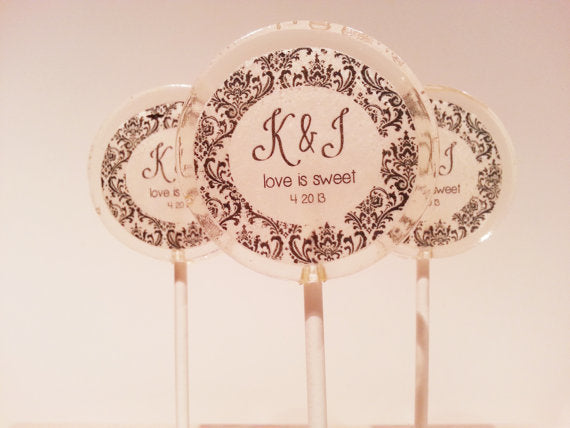 Champagne Lollipops, many flavors & designs, 6 included (as seen in Brides Magazines)