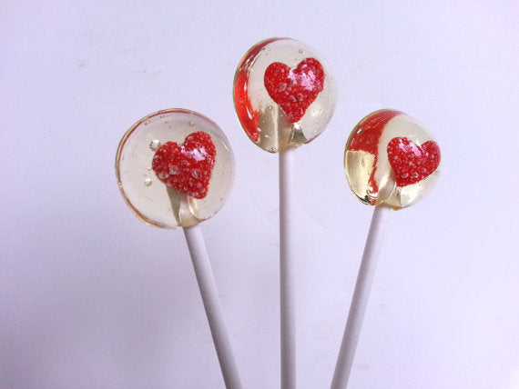 Red Heart Lollipops, Lollipops, Wedding Favors - Six Included