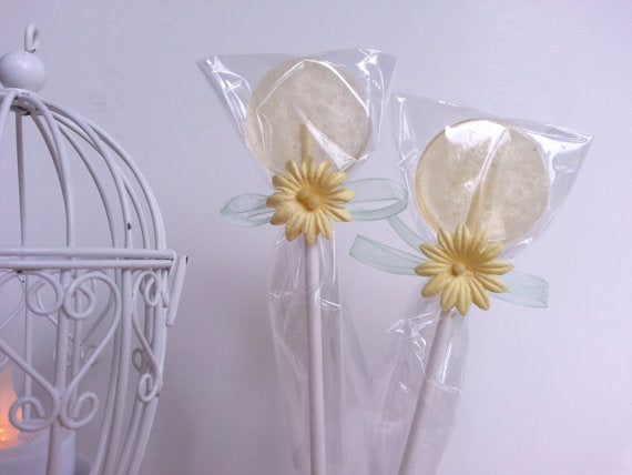 Yellow Flower Gourmet Lollipops - Six Included