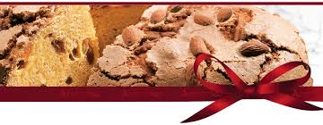 Albertengo Panettone Antica Ricetta top view showing almond-studded sugar crust with red ribbon