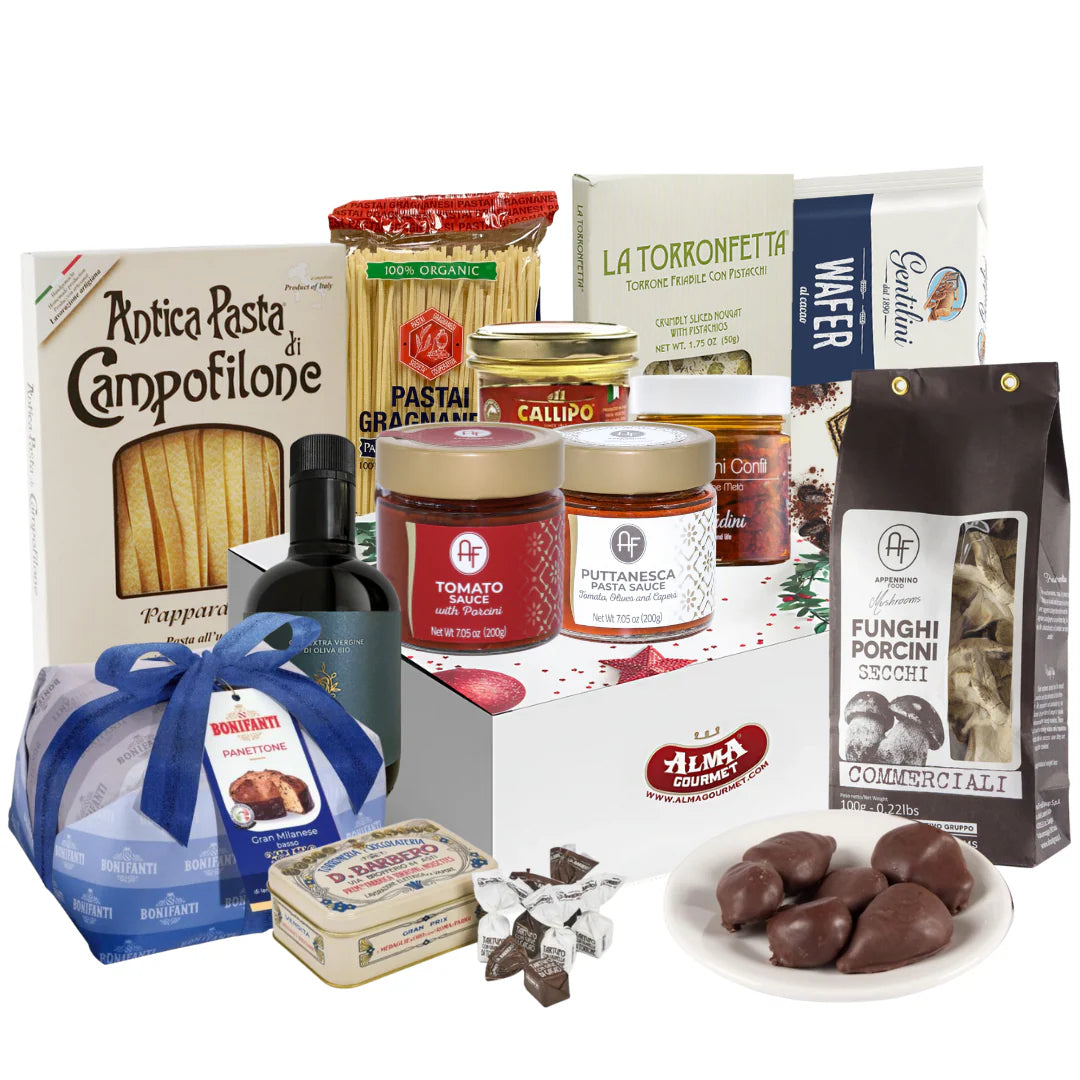 Gourmet Italian Traditional Holiday Gift Box - Timeless Italian Staples - Festive Gift Box