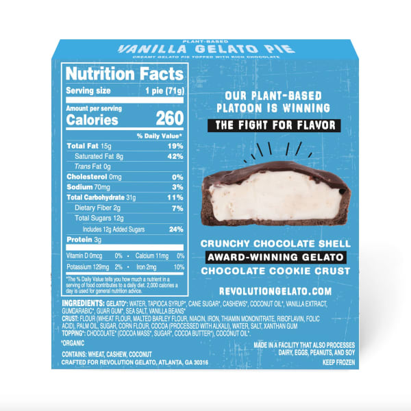 Classic Vanilla Gelato Pie - Plant Based - includes 8