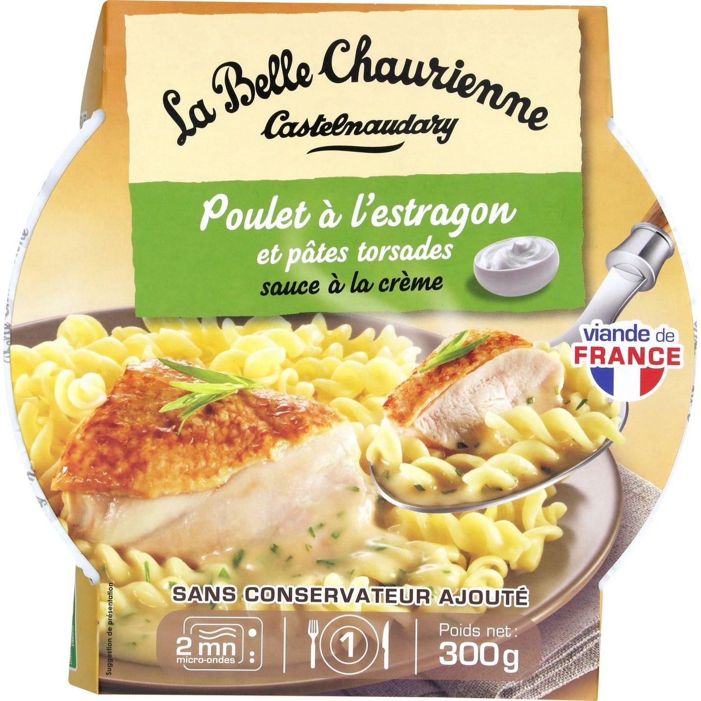 La Belle Chaurienne Chicken with Tarragon/Pasta Torsades - 300g - Pack of 2