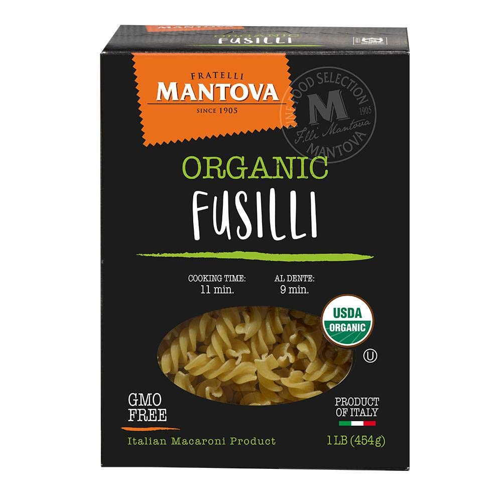 Mantova Italian Organic Fusilli Spirali Pasta - 100% Durum Semolina Organic Rotini - Pack of 6