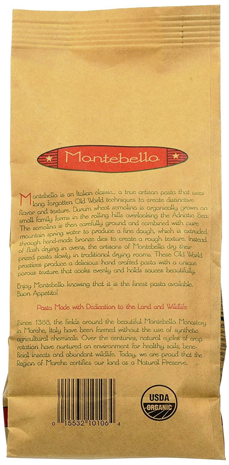 Montebello Organic Imported Italian Pasta 3 Shape Variety - Strozzapreti, Farfalle, Penne Rigate