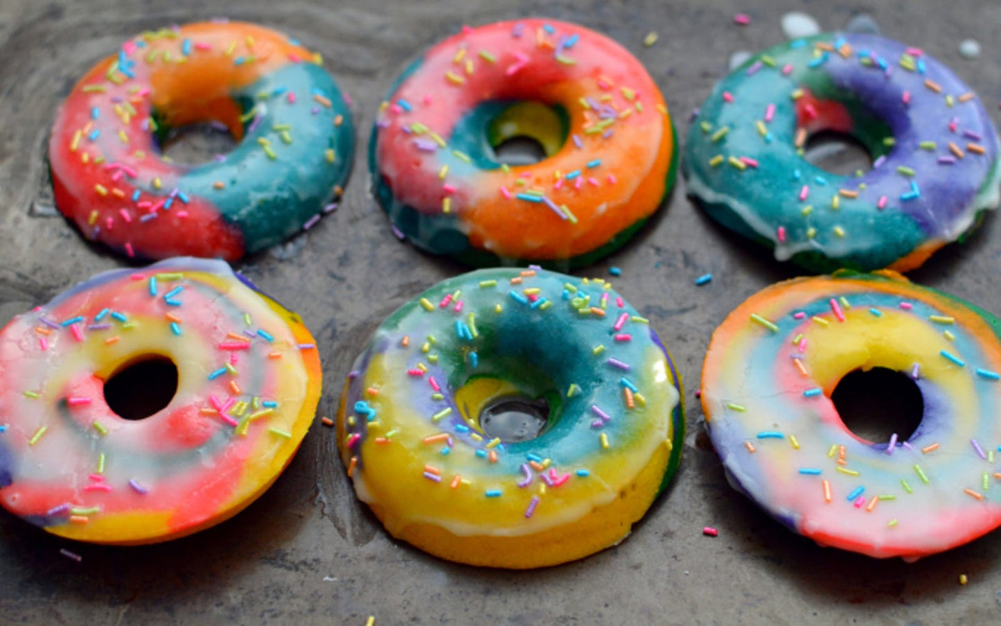 Vegan Rainbow Swirl Glazed Mini Doughnuts Donuts - 1 Dozen
