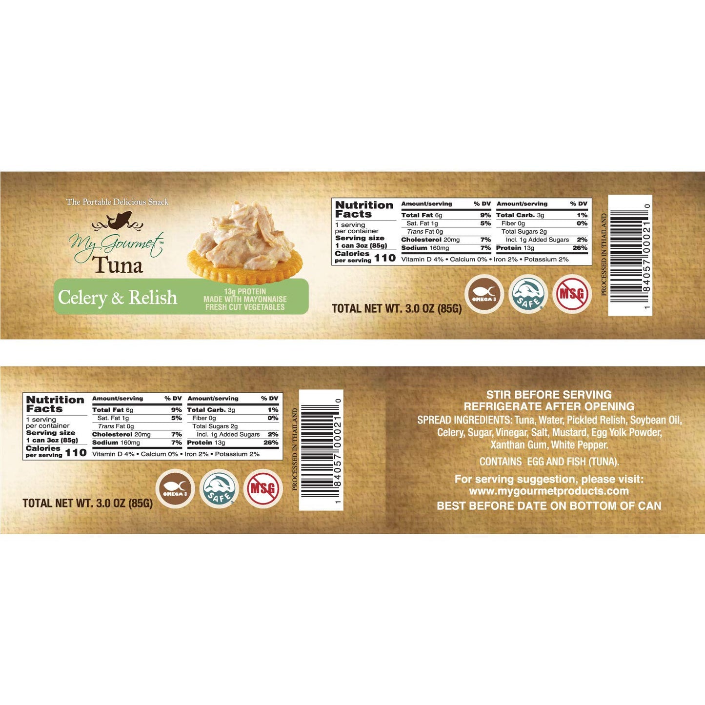 My Gourmet Products, Celery & Relish Tuna Salad with a Sweet-Sour Twist, Select Flaked Light Tuna with Fresh-Cut Veggies & Mayo - 12 Pack